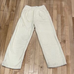 Cozy cream faux fur, teddy trouser pants